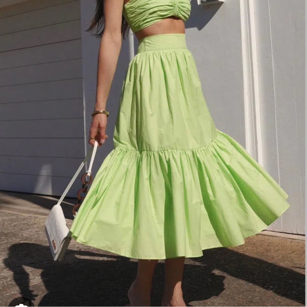 Steele Austin Green Tiered Midi Skirt  Nwt